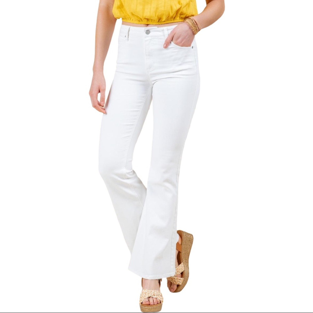 Harper Heritage High Rise Flare Jeans White